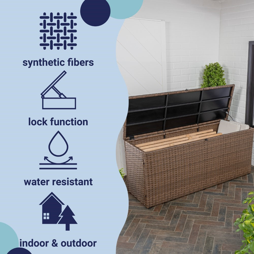 Nino 31.5" Outdoor Faux Wicker Patio Storage Box - Happimess