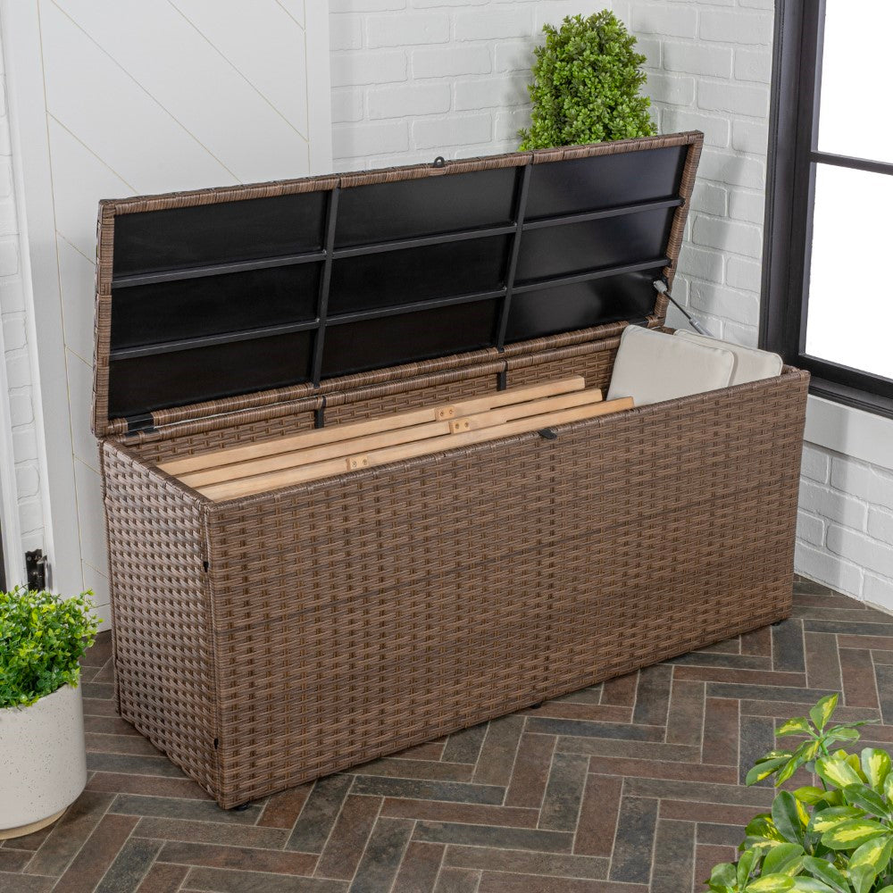Nino 31.5" Outdoor Faux Wicker Patio Storage Box - Happimess