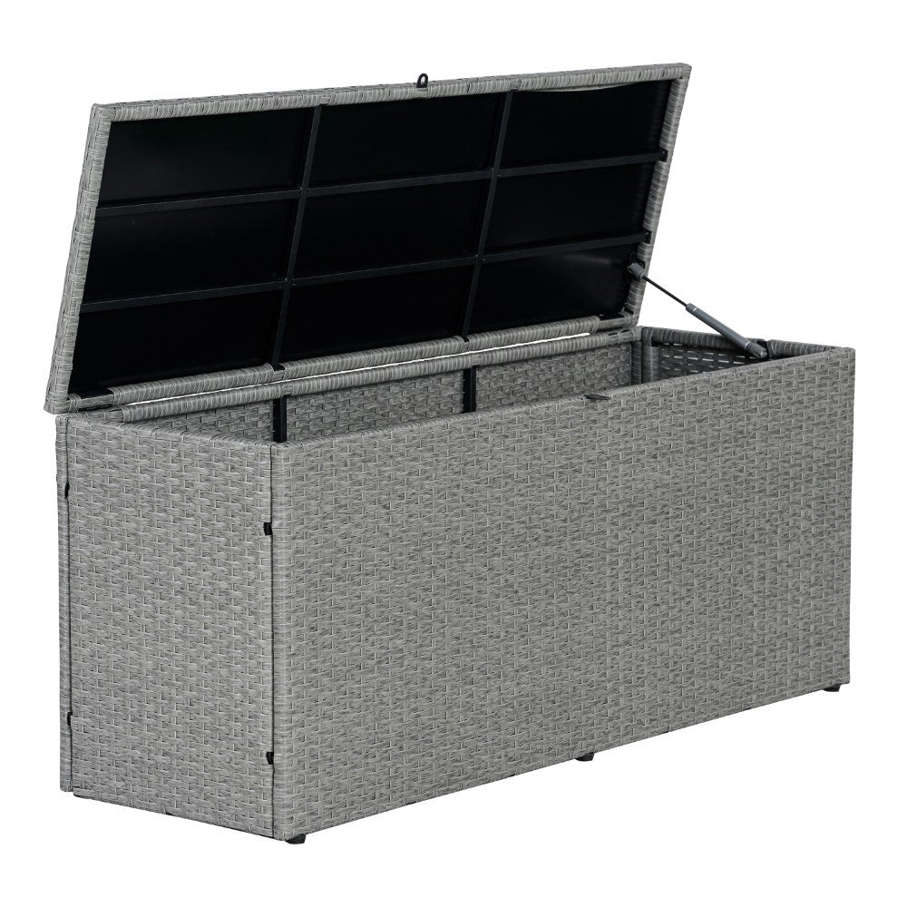 Nino 31.5" Outdoor Faux Wicker Patio Storage Box - Happimess