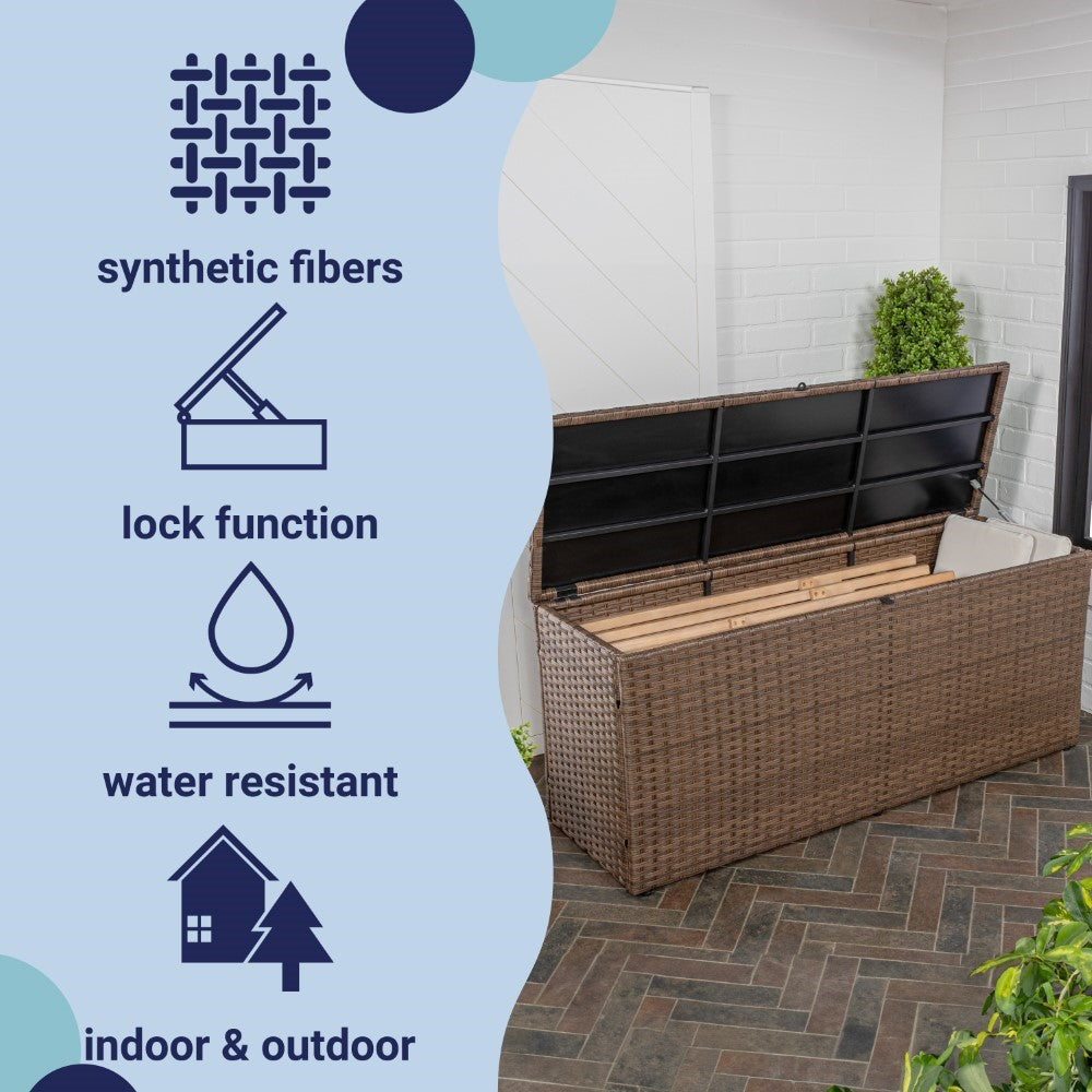 Nino 31.5" Outdoor Faux Wicker Patio Storage Box - Happimess