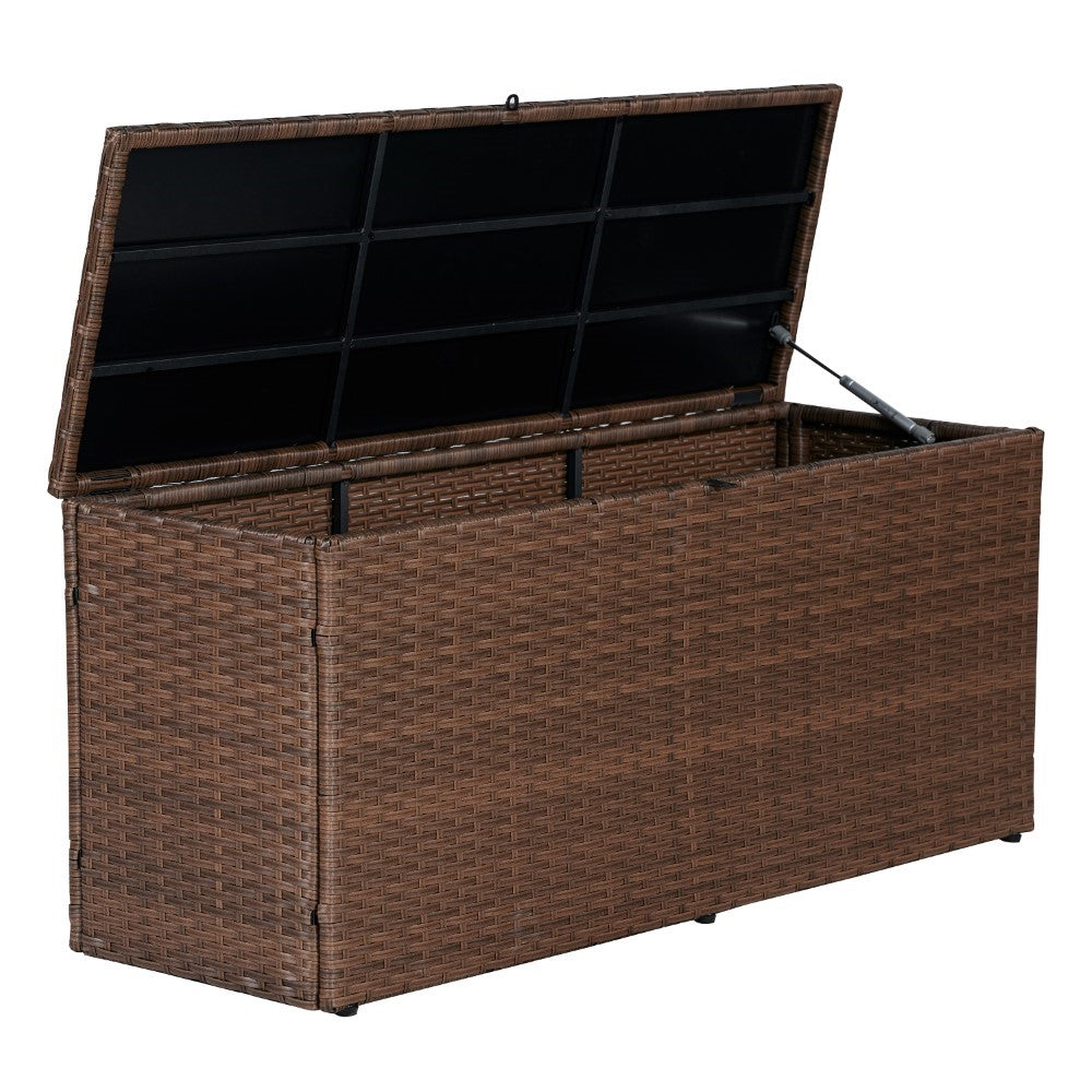 Nino 31.5" Outdoor Faux Wicker Patio Storage Box - Happimess