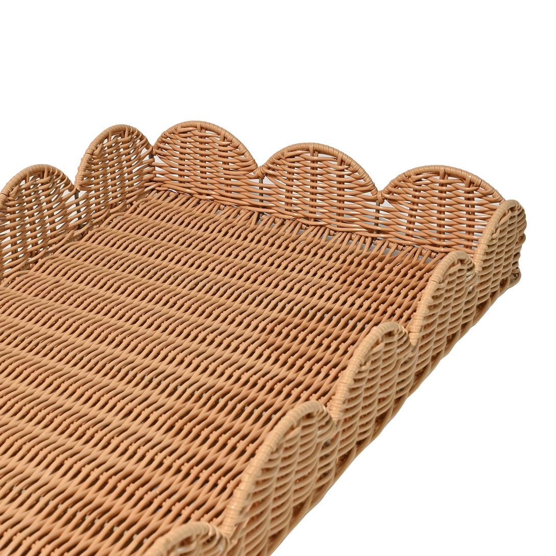 Parker Southwestern Cottage Resin Scalloped Rectangular Decorative Serving Trays (Set of 3) - Happimess