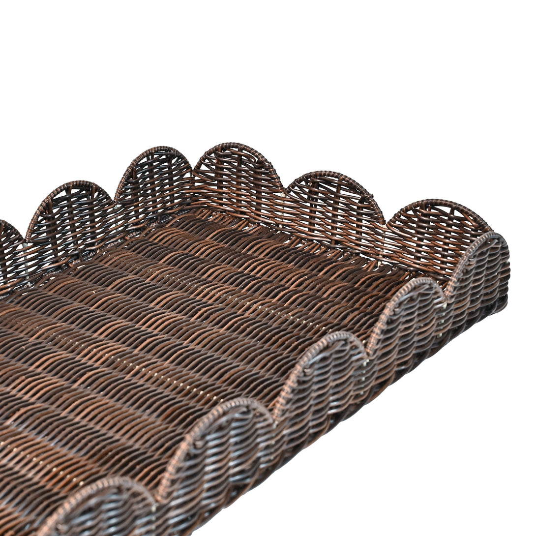 Parker Southwestern Cottage Resin Scalloped Rectangular Decorative Serving Trays (Set of 3) - Happimess