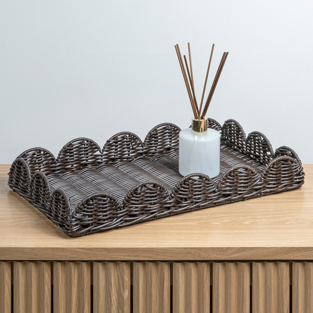 Parker Southwestern Cottage Resin Scalloped Rectangular Decorative Serving Trays (Set of 3) - Happimess