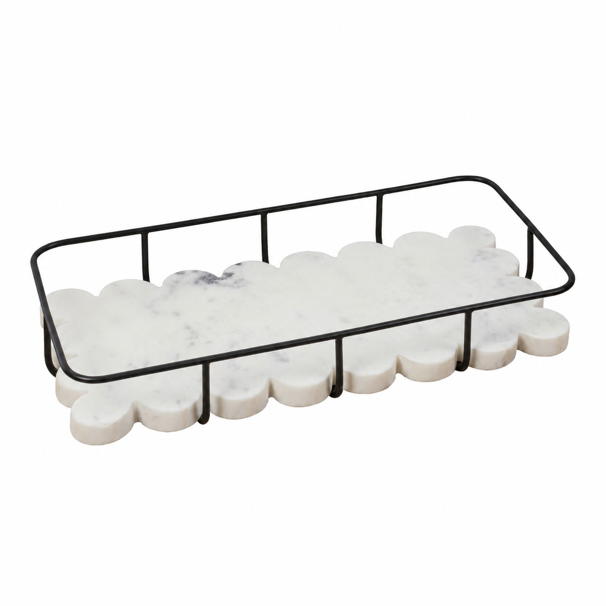 Monarch 12 in. x 6 in. Modern Industrial Metal/Marble Scalloped Base V Monarch 12 in. x 6 in. Modern Industrial Metal/Marble Scalloped Base V
