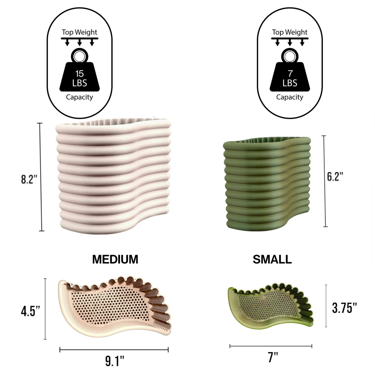 Arlo Modern Eco-Friendly 3D Printed Planters with Drainage (Set of 2) - Happimess