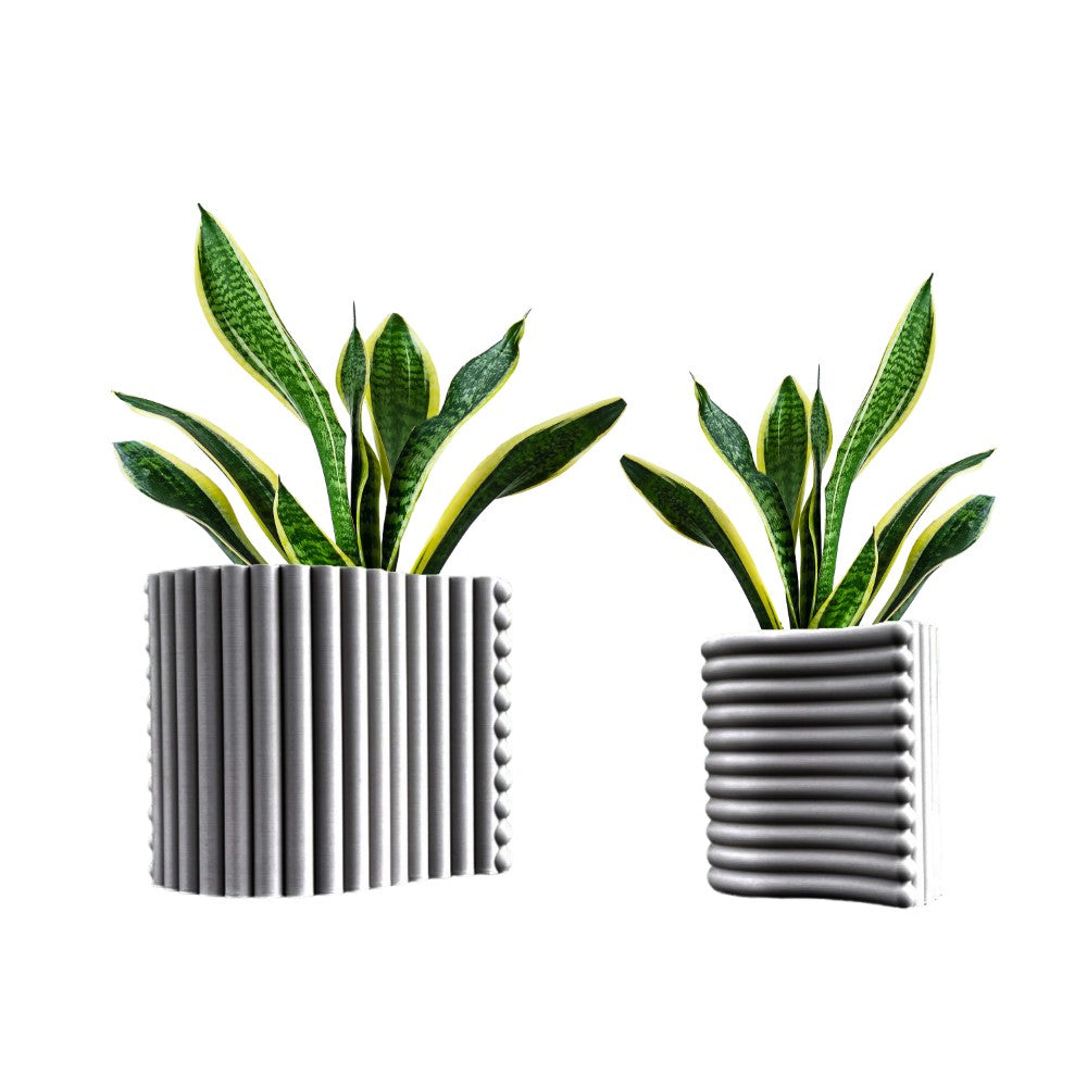 Arlo Modern Eco-Friendly 3D Printed Planters with Drainage (Set of 2) - Happimess