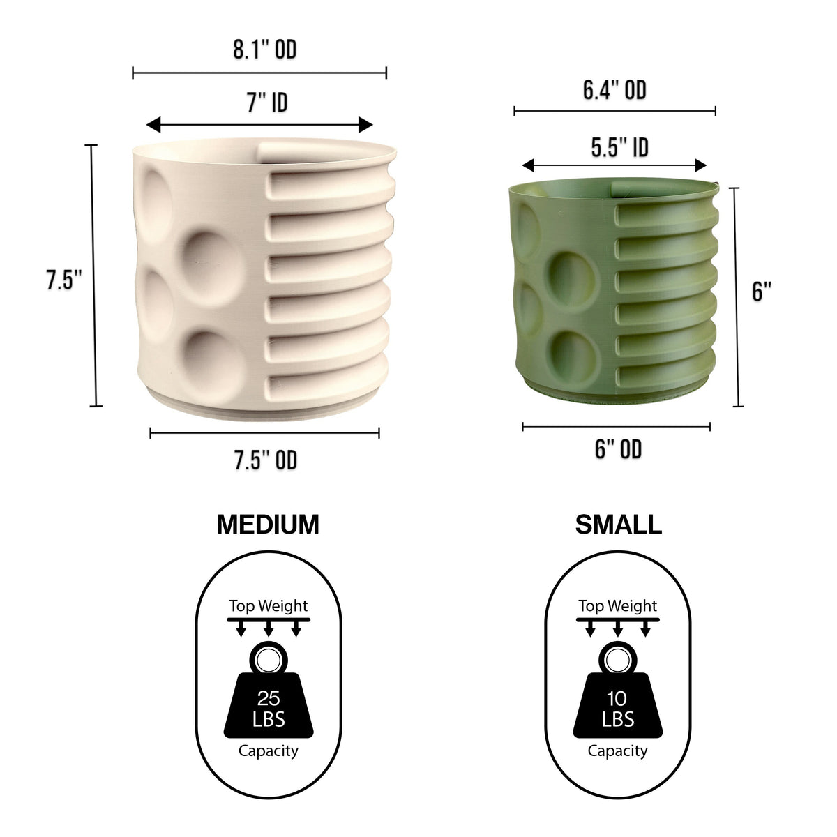 Elvin Modern Eco-Friendly 3D Printed Planters with Drainage (Set of 2) - Happimess