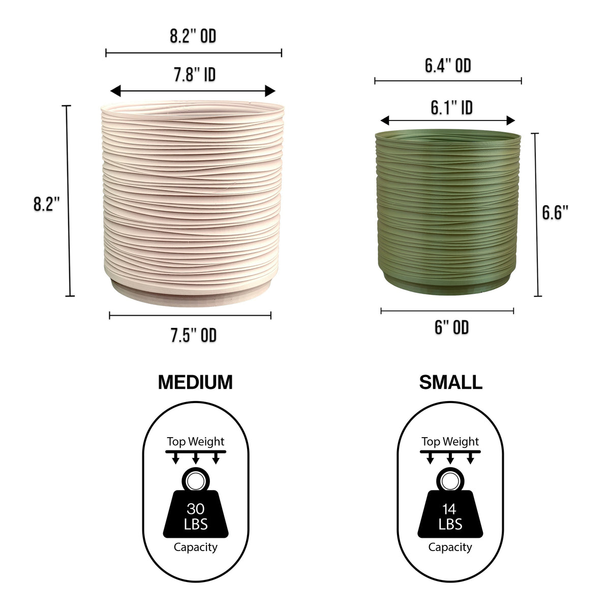 Flo Modern Eco-Friendly 3D Printed Planters with Drainage (Set of 2) - Happimess