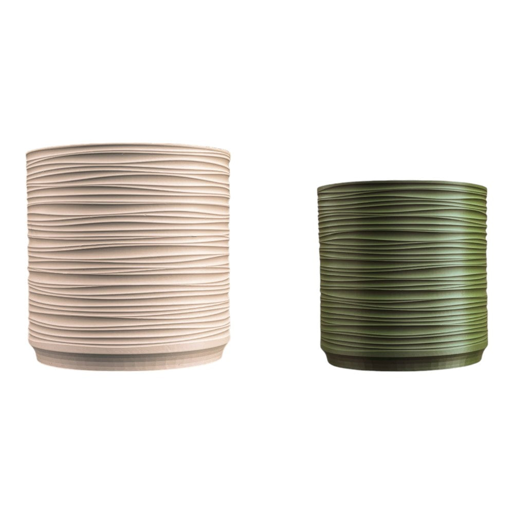 Flo Modern Eco-Friendly 3D Printed Planters with Drainage (Set of 2) - Happimess
