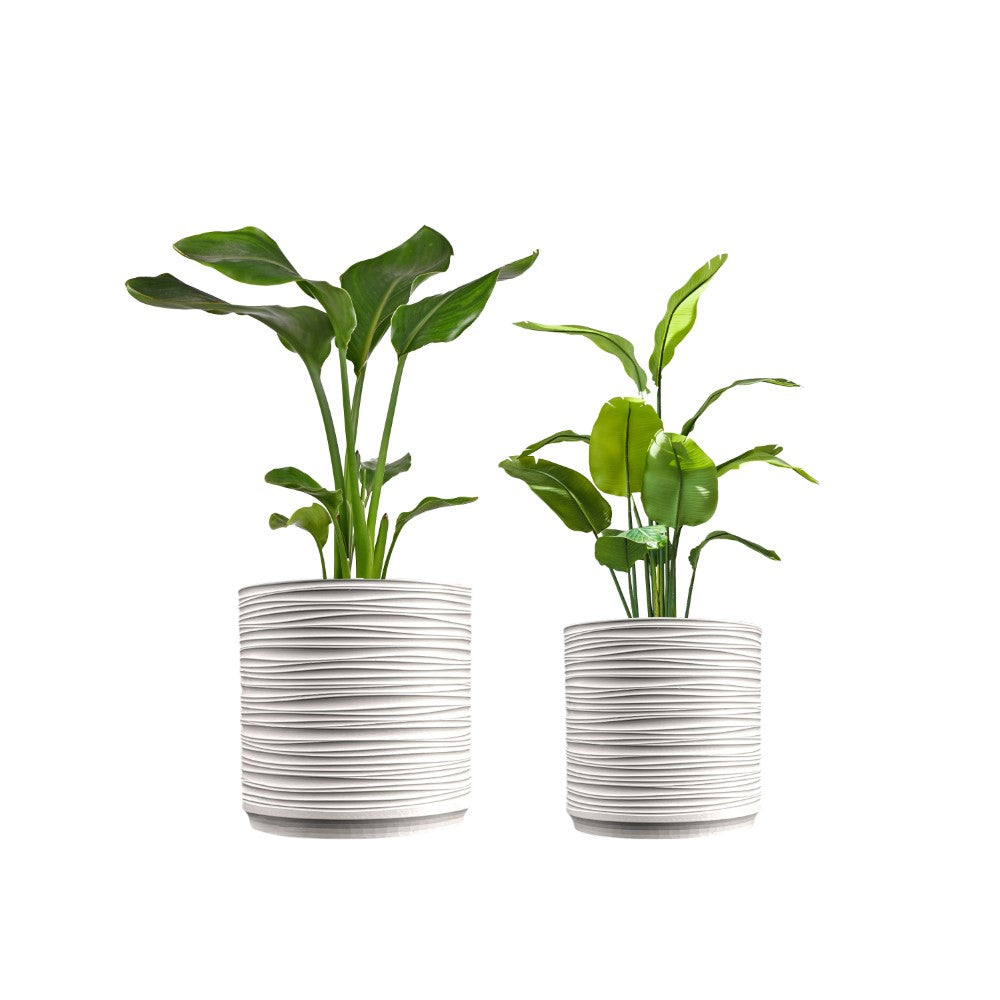 Flo Modern Eco-Friendly 3D Printed Planters with Drainage (Set of 2) - Happimess