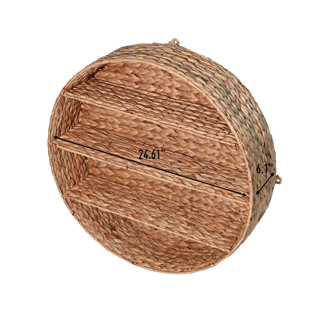 Annulus 24.61" 3-Shelf Circular Handwoven Hyacinth Wall Rack - Happimess