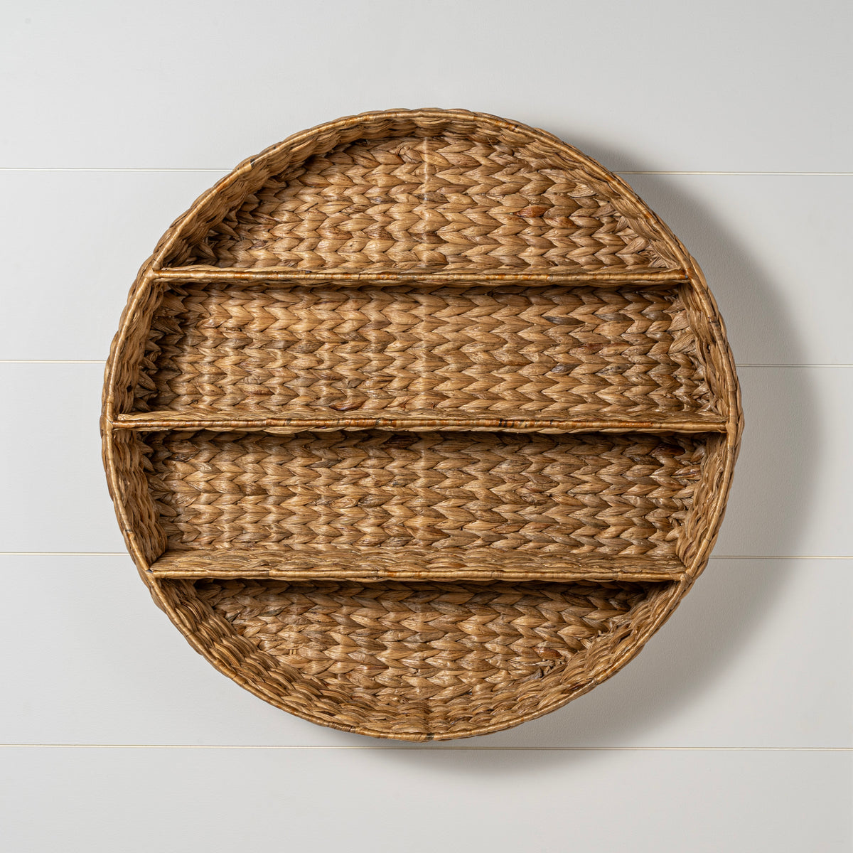 Annulus 24.61" 3-Shelf Circular Handwoven Hyacinth Wall Rack - Happimess