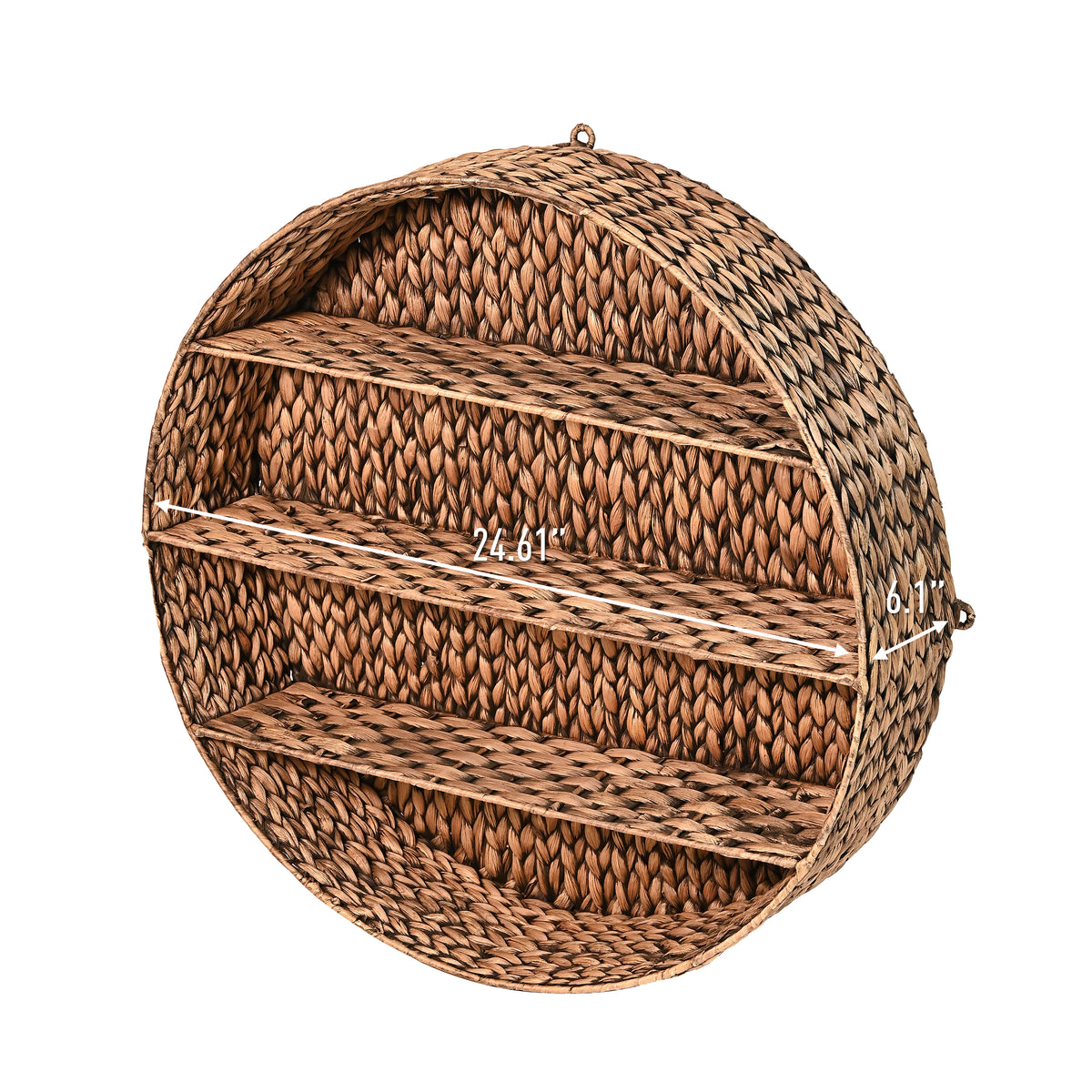 Annulus 24.61" 3-Shelf Circular Handwoven Hyacinth Wall Rack - Happimess