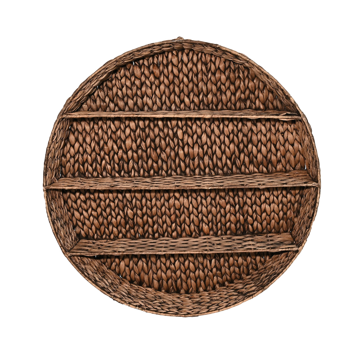 Annulus 24.61" 3-Shelf Circular Handwoven Hyacinth Wall Rack - Happimess