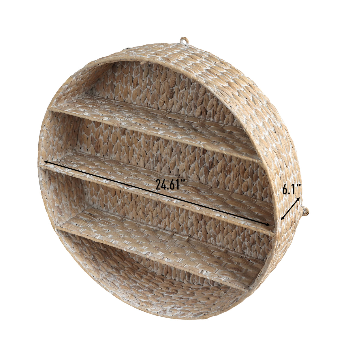 Annulus 24.61" 3-Shelf Circular Handwoven Hyacinth Wall Rack - Happimess