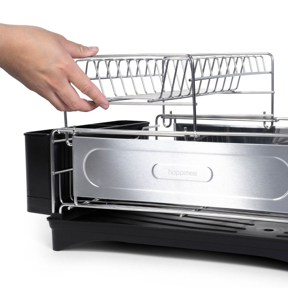 Compact 2-Tier Dish Drying Rack & Deep Drain Tray – Happimess