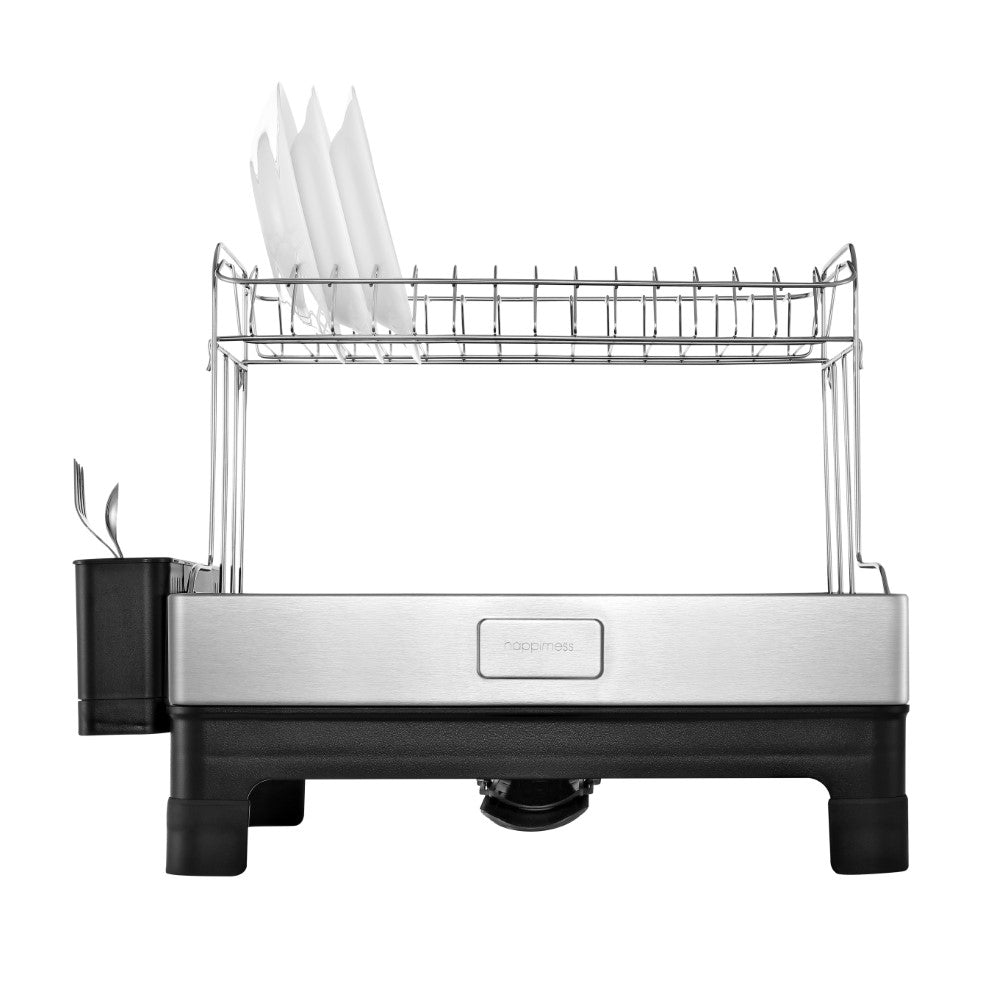 Compact 2-Tier Dish Drying Rack & Deep Drain Tray – Happimess