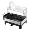 Simple 2-Tier Dish Drying Rack & Tray With Swivel Drain Spout