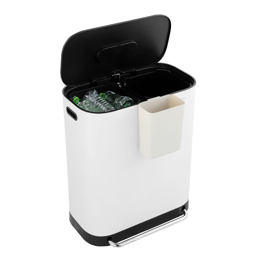 Happimess Beni Kitchen Trash/recycling 16-gallon Double-bucket Step-open  Trash Can, Black : Target