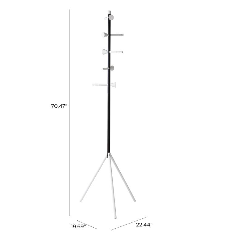 Aiden 70.4" 5-Hook Metal Coat Rack, Black/White - Happimess