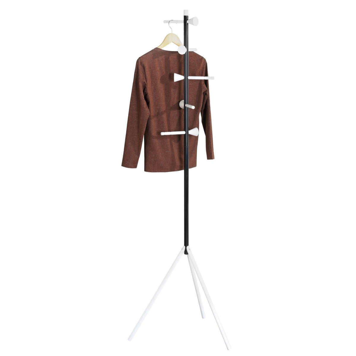 Aiden 70.4" 5-Hook Metal Coat Rack, Black/White - Happimess