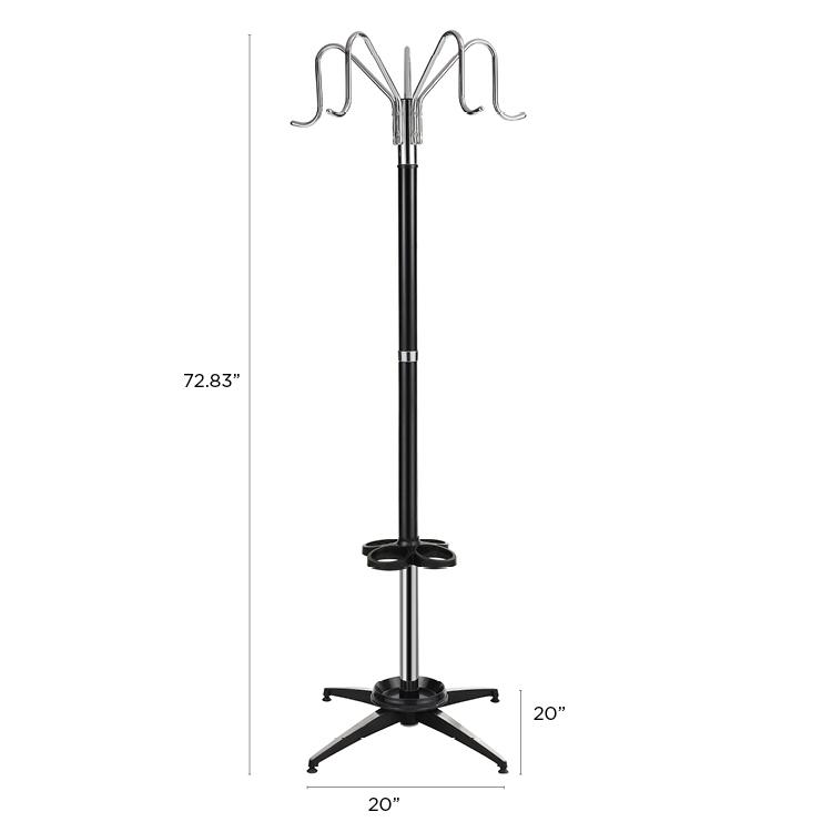 Ethan 5-Hook 72.8" Coat Rack, Black/Chrome - Happimess
