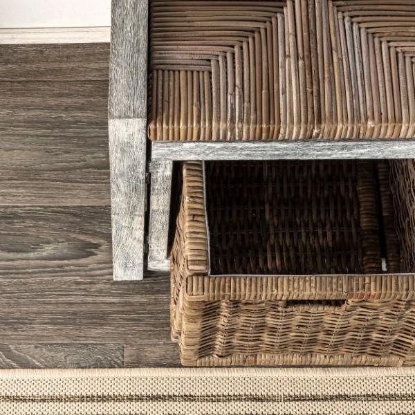 Rustic 30" 2 Drawer Wicker Storage Bench - Happimess
