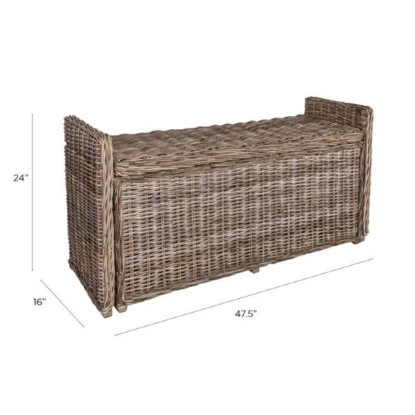 Naples 47.50" Wicker Trunk Storage Bench - Happimess