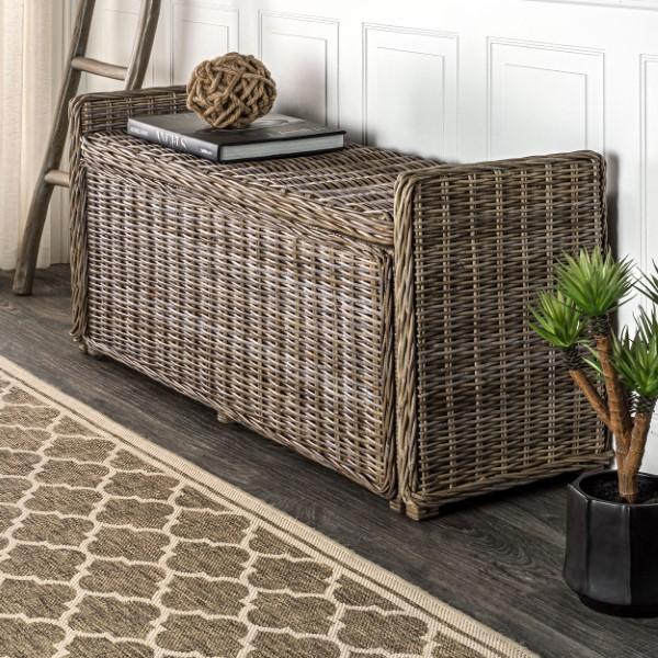 Naples 47.50" Wicker Trunk Storage Bench - Happimess
