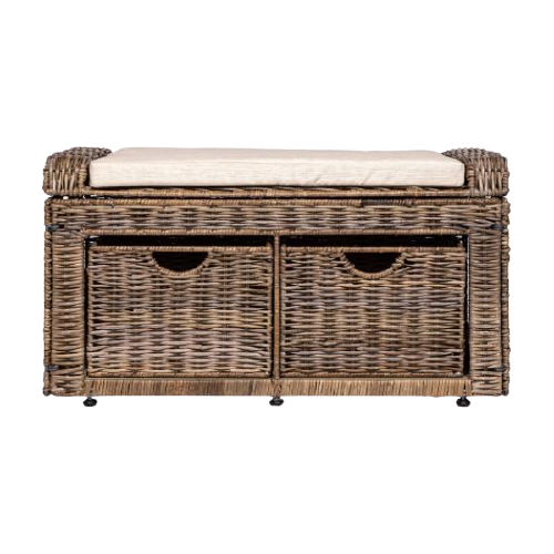 Wicker storage best sale bench with cushion